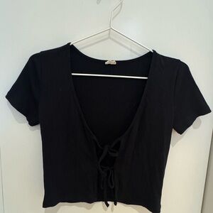 Wilfred Black Lace-Up Crop Top